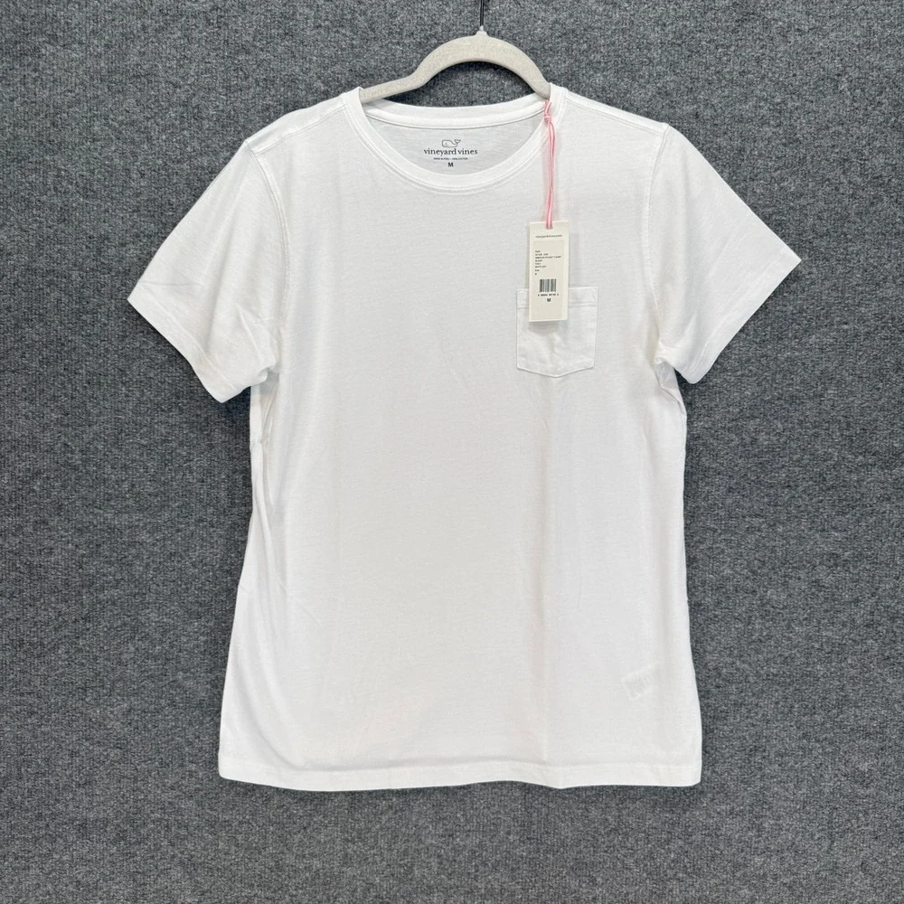 Vineyard Vines Pocket Tshirt Womens Medium White Short Sleeve Cotton Basic NEW